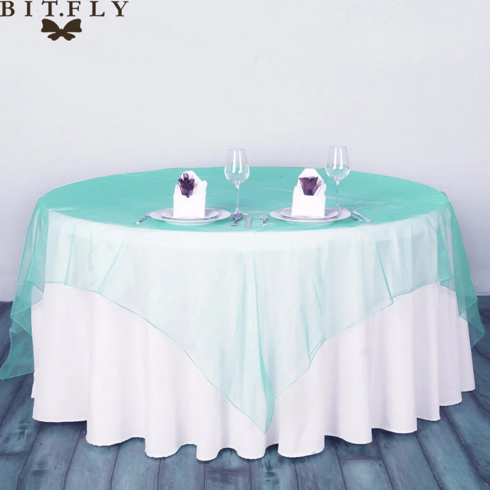 

Wedding Table Cloth 135x135cm Sheer Organza Tablecloth for Weddings Valentine's Day Hotel Restaurant Party Table Overlays Decor