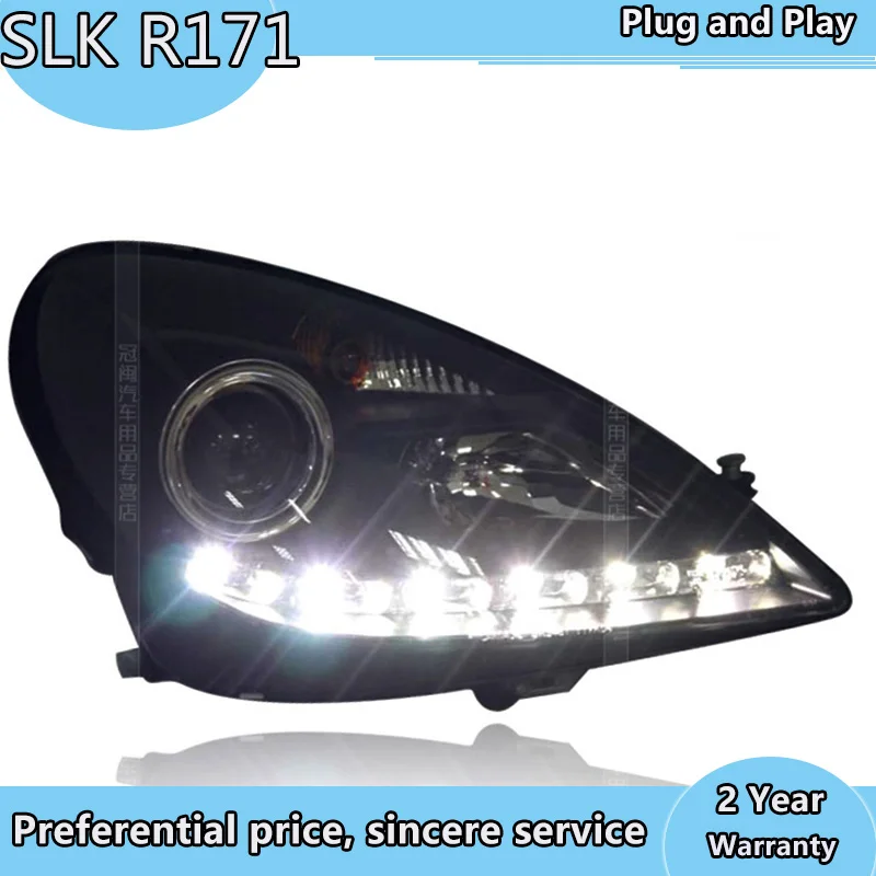 car styling for Mercedes-Benz SLK R171 SLK200 SLK350 SLK500 LED Headlights 1996-2003 with angel eyes DRL HID/LED headlight