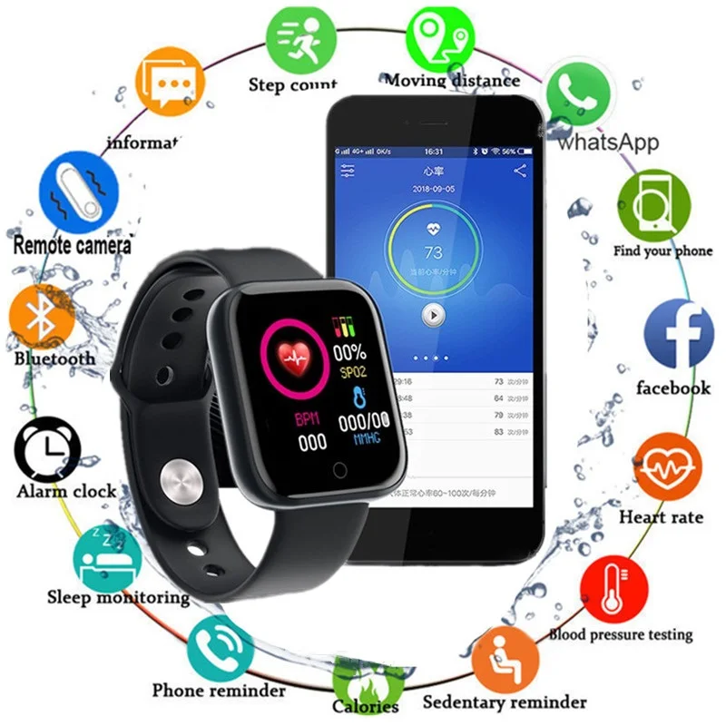 

Bluetooth 4,0 Смарт-часы IP67 Водонепроницаемый пульсометр фитнес-трекер для IOS Android смарт-браслет для мужчин женщин детей