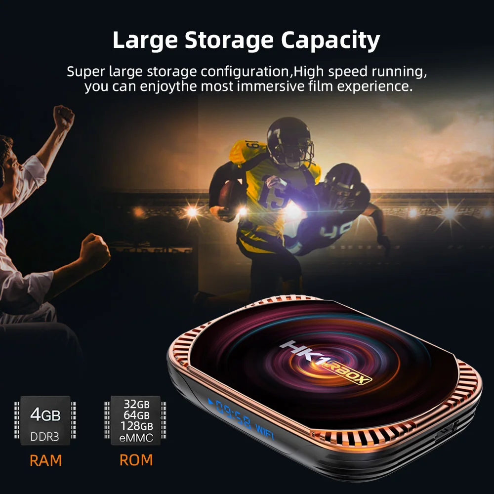 HK1 RBOX X4 Android 11 TV BOX S905X4 رباعي النواة 4G 128G Android TV BOX 5G Dual WIFI 1000M LAN 8K Video Codec Smart TV BOX