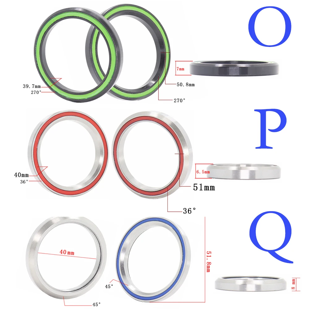 Rodamientos para auriculares de bicicleta de carretera, 1 unidad, 39,7, 50,8, 7, 40, 51, 6,5, 51,8, 8, 52, 7mm, ACB, 36/45, 45/45, 270/270