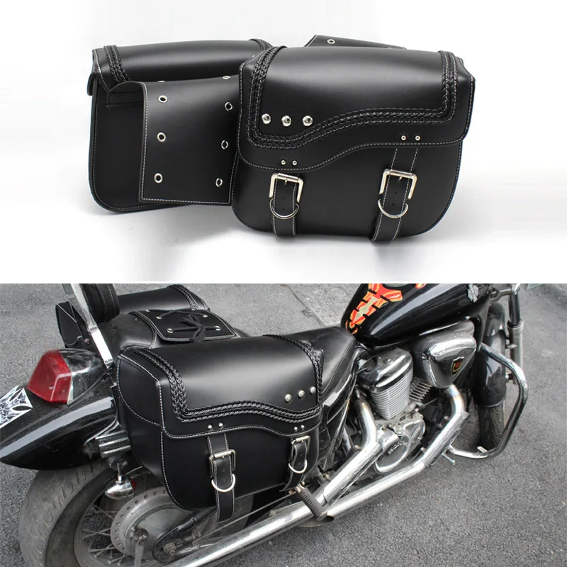 

PU Leather Saddlebags Multifunction Side Box Motorcycle Rear Saddle Bags Luggage Travel Boxes Vintage Storage Bag for Motorbikes