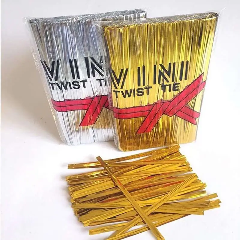 1000pcs Wire Metallic Sealing Twist Tie strap Candy Lollipop Baking food bag zip tie wrap Fastener Floral Packaging Binding tape