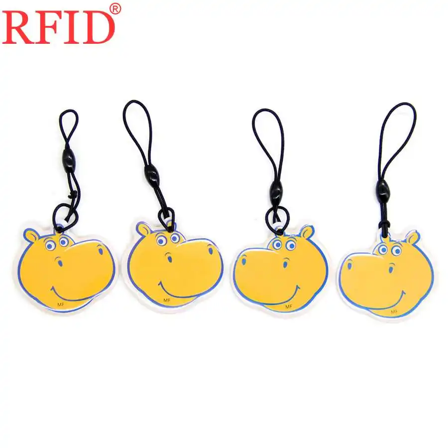 UID S50 1K RFID Tag Key fobs Changeable Mif 13.56MHz Rewritable Writable IC Card Cartoon Dropping Glue Keyfob Keychain 1pcs