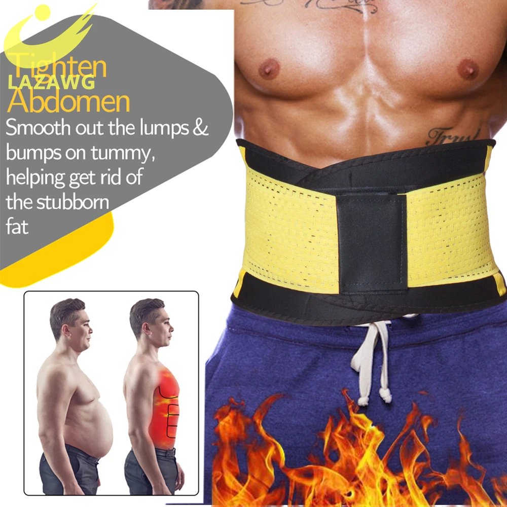 LAZAWG Men Body Shaper Trimmer Belt Workout Gym Waist Trainer Tummy Slimming Sheath Sauna Abdomen Shapewear Weight Loss Corset