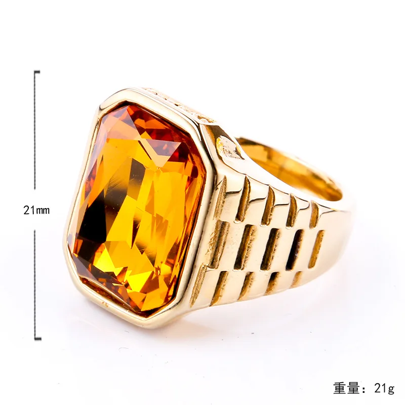 Vintage Men\'s Square Carnelian Signet Ring In colorful Stone Statement Black Stainless Steel Ring for Man Wholesale