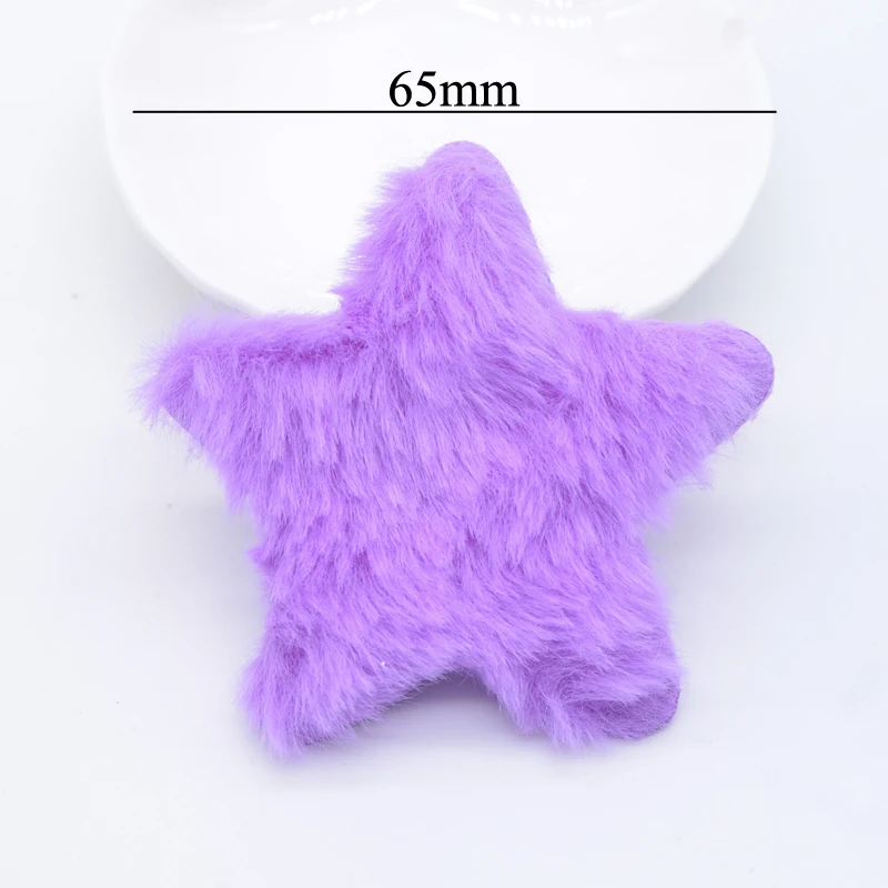 12Pcs 65mm Padded Plush Furry Star Applique for DIY Headwear Hair Clips Bow Accessory Handmade Clothes Hat Sewing Patches Decor
