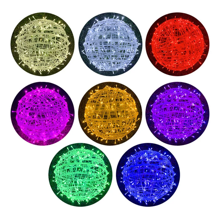 Christmas Tree Light Big Lantern Ball LED String Light Rattan Ball Globe Fairy Garland Light For Wedding Party Landscape Street