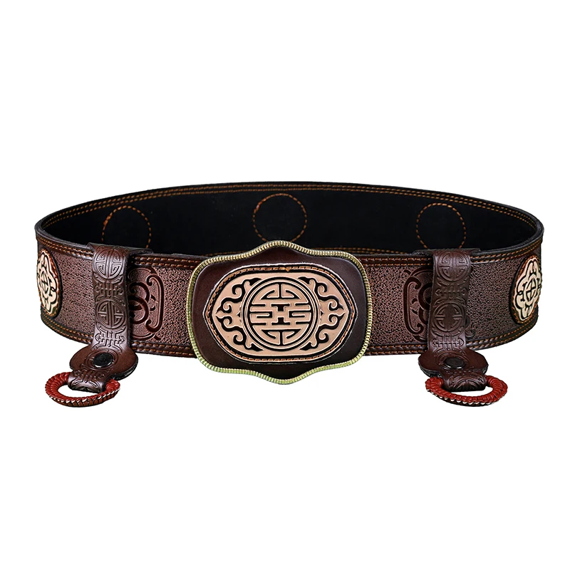 Mongolian Belts Men Cowskin Handmade Retro Traditional Mongolia Robe Girdle Waistband Adult