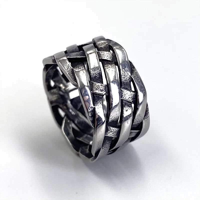 Weave Knot Viking Stainless Steel Ring Nordic For Men Gift Retro Womens Jewelry Vintage Fashion Metal Steel  Geometric Wholesale