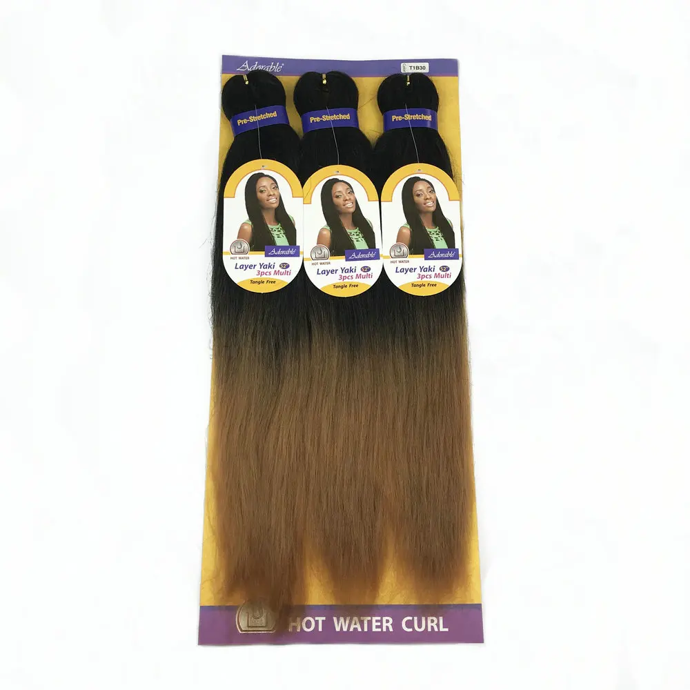 Fácil trança extensões de cabelo Set, pré-esticado EZ Braid, fácil trança, Ombre cor, crochê, Yaki, adorável, 52 ", 3pcs