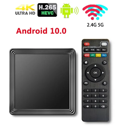 New Android 10.0 TV Box 2GB 16GB 2.4G 5G Wifi BT4.1 3D 4K Media Player For Youtube Set Top Box Smart TV BOX Support H.265