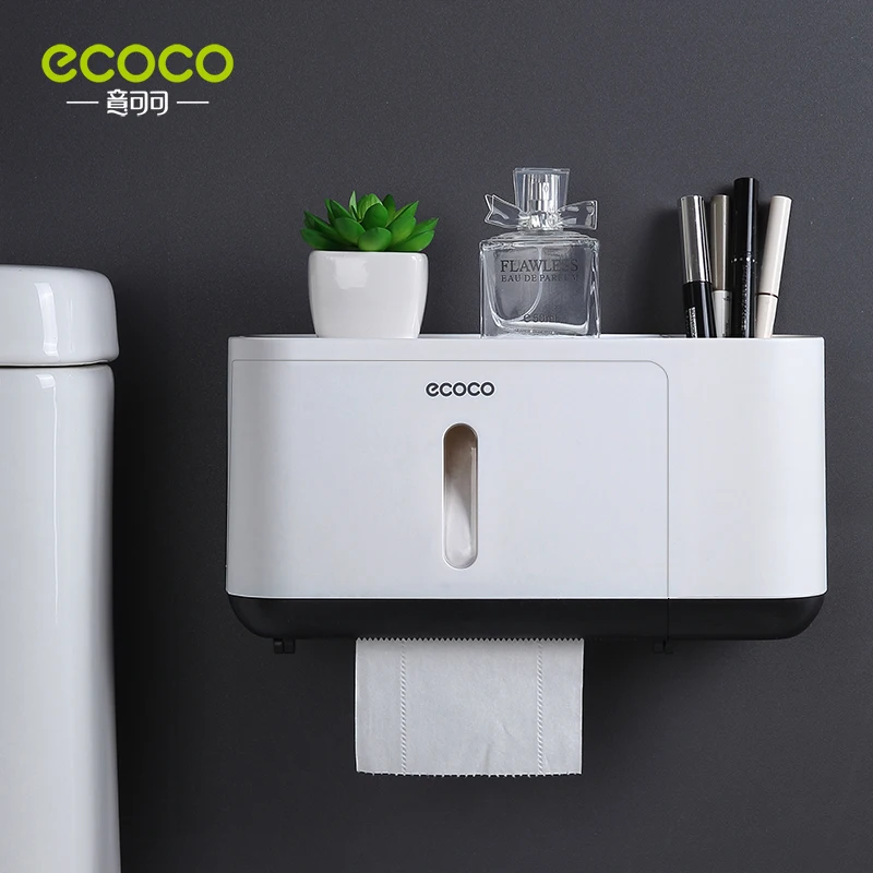 ECOCO Wall-Mounted Paper Towel Box Waterproof and Design Bathroom  Accessories  Shelf Paper  Towel  Box  Integration  Design