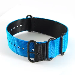 Correa de reloj táctica militar de nailon para buceo, resistente al agua, azul-negro, 24mm, 26mm