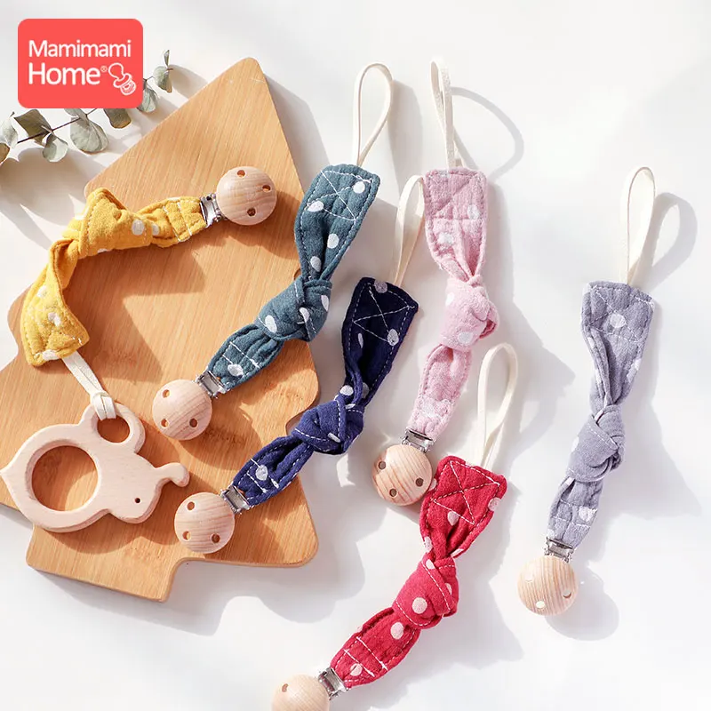 

Mamihome 1PC Pacifier Clips Chain Dot Cotton Wooden Teether Pacifier Clip Dummy Newborn Absorbent Cloth For Kids Feeding Product