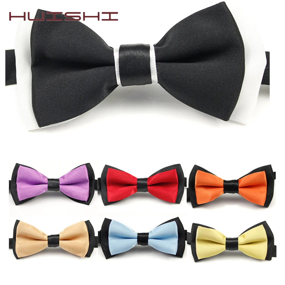 HUISHI คลาสสิกเด็กชุดสูท Neckwear เด็กทารกเด็กแฟชั่นสีทึบ BowtiE Chlidren อุปกรณ์เสริม Two Tone Bow Tie