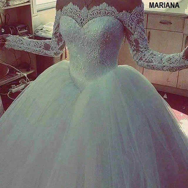 

Vestidos Para La Mama De La Novia Lace Appliques Long Sleeves Ball Gown Sweetheart White Custom Mother Of The Bride Dresses