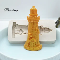 3D Tower Lighthouse Silicone Mold For Baking Fondant Cake Chocolate Lace Decoration DIY Pastry Fondant Mold Kitchen Tools M1811