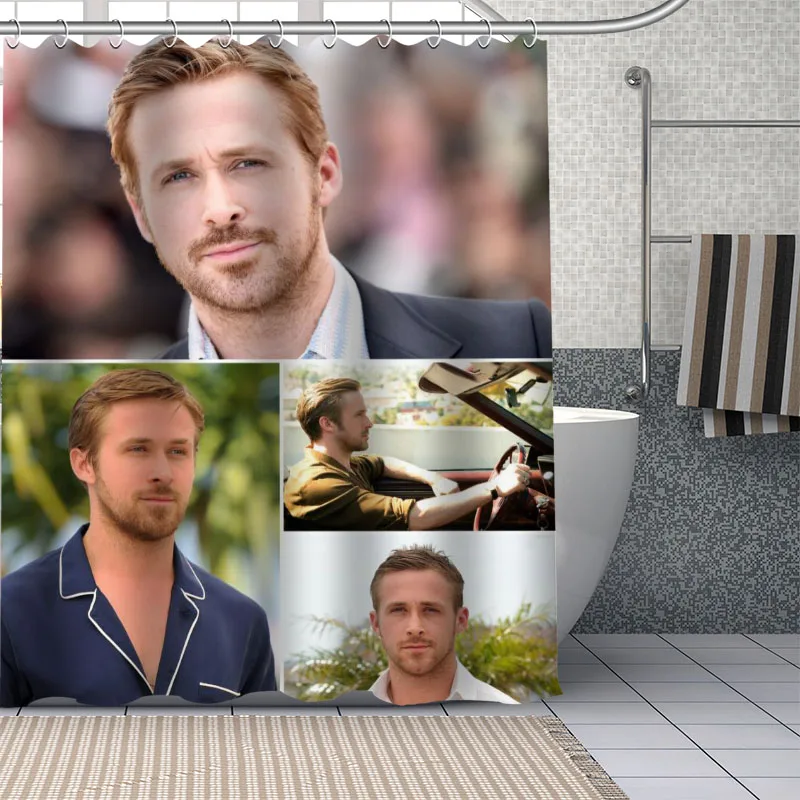 Ryan Gosling Custom Pattern Polyester Bath Curtain Waterproof Shower Curtains Geometric Bath Screen Printed Curtain For Bathroom