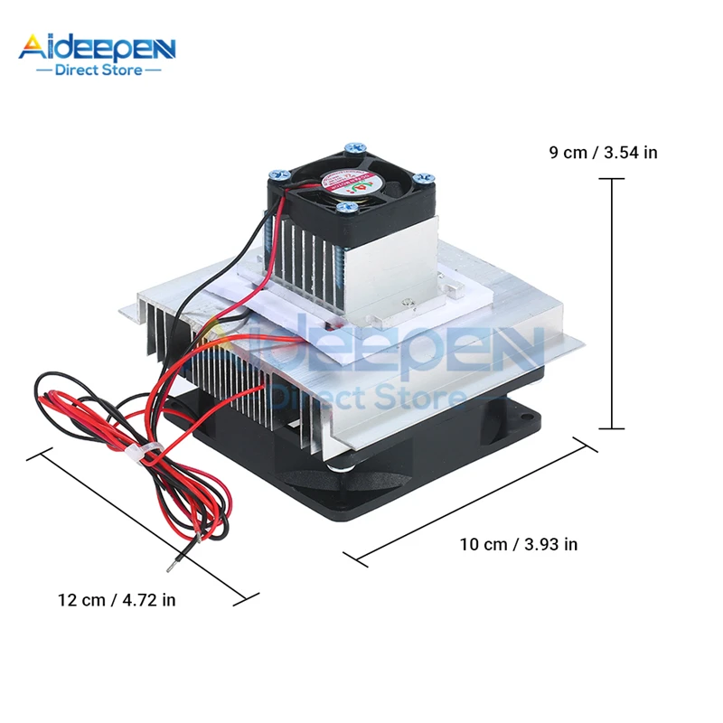 DC 12V 60W Thermoelectric Peltier Refrigeration Cooler Semiconductor Air Conditioner Cooling System With Cooling Fan DIY