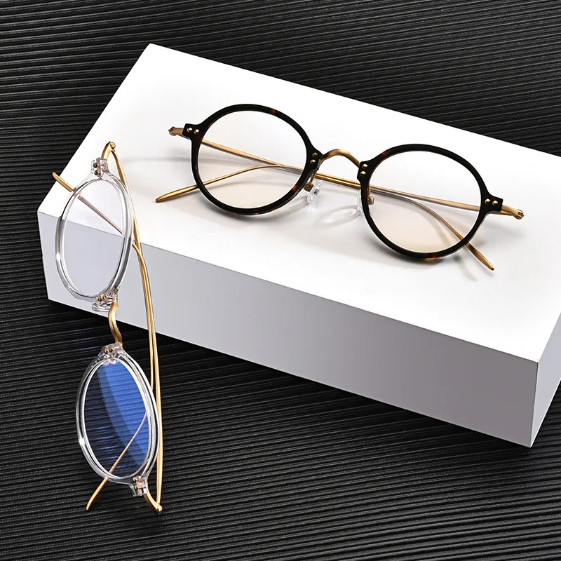 Japanese Design Retro Round Titanium Glasses Frame Men Optical Prescription Eyeglasses Women Myopia Ultra-light Spectacle Frame