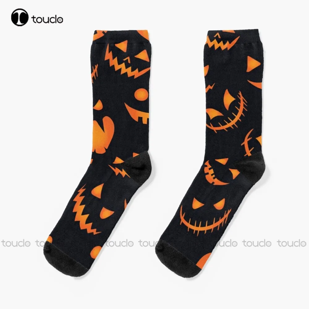 Halloween Scary Pumpkin Socks Mens Colorful Socks Personalized Custom Unisex Adult Teen Youth Socks Halloween Christmas Gift