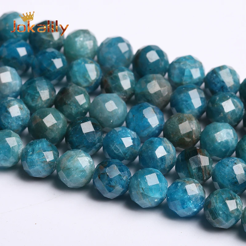 Natural Blue Apatite Stone Beads Faceted Stone Loose Spacer Beads For Jewelry Making DIY Bracelets Accessories 6 8 10mm 15