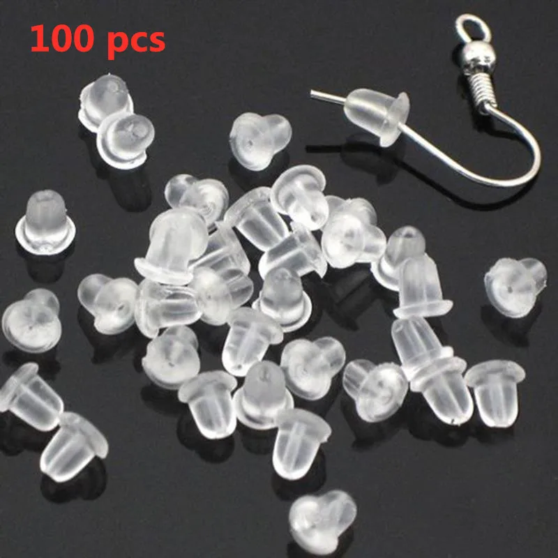 100PCS/Bag Silicone Rubber Earring Clasp Styles Ear Nut Earrings Jewelry Accessories Plugging Earring Back Earstud Findings