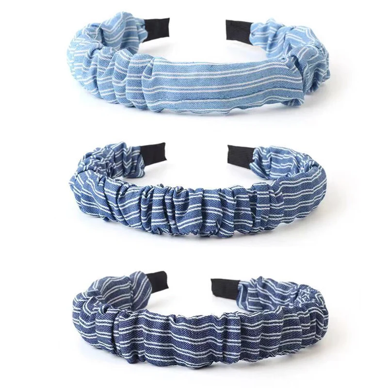 

Women Denim Strip Wrinkled Headband Girls Striped Hair Bands Hair Band Hoop Hair Accessories