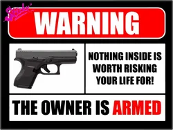 STICKY Second Amendment Handgun Gun Owner Warning Plaques & Signs Car Sticker Decal Decor Waterproof Sunscreen