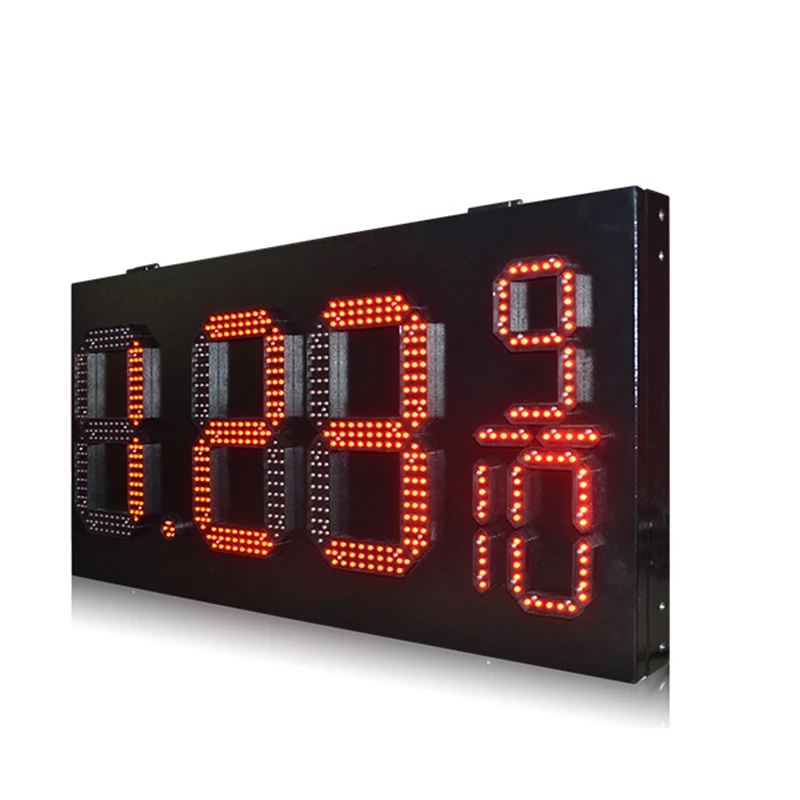 Hot selling 12 INCH RED rainproof 8.88 format 9 / 10 gas station led sign wall mounted gas station oil price label price screen