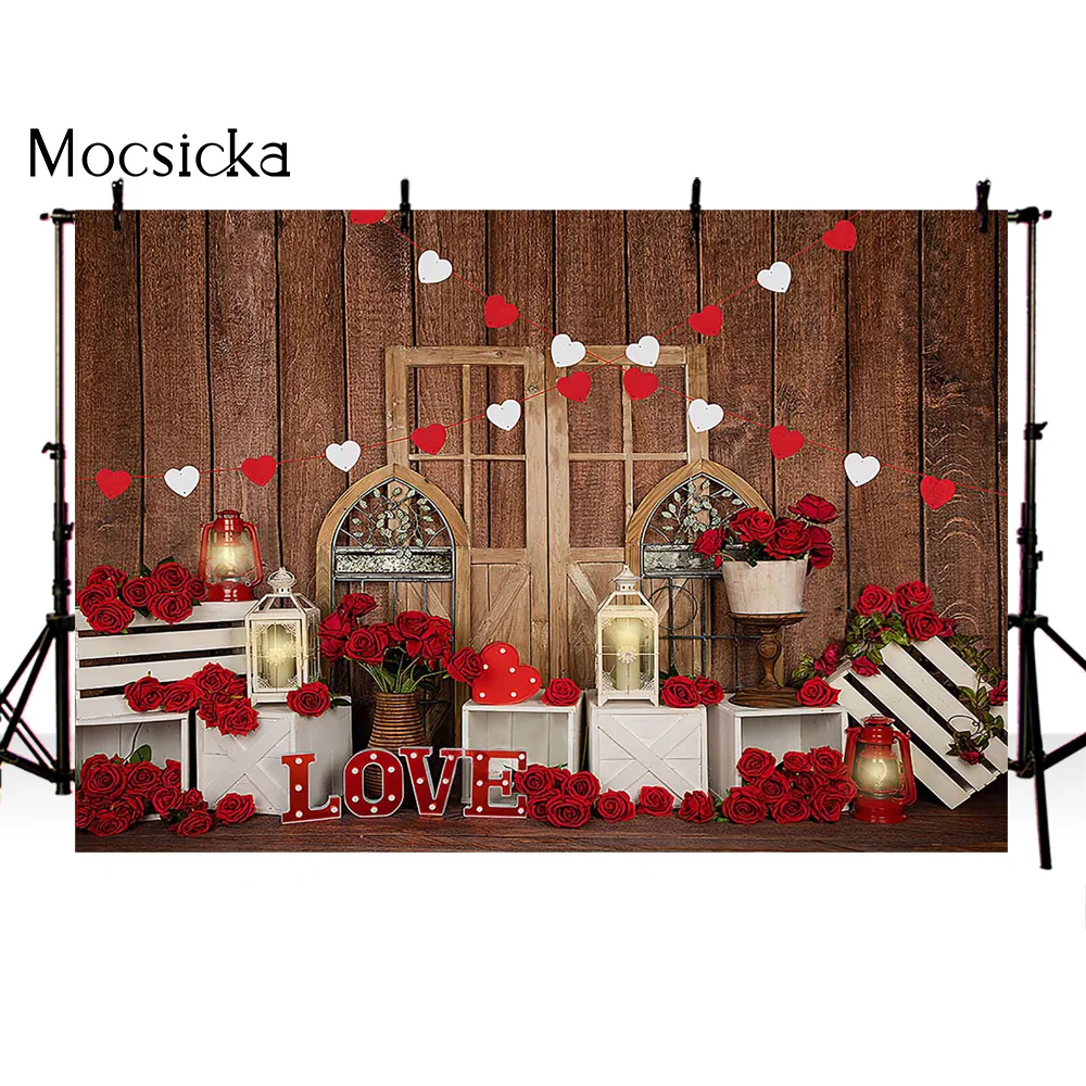 วันที่ Night Rose ดอกไม้ภาพพื้นหลังเด็กภาพฉากหลังสําหรับถ่ายภาพอิฐผนังวันวาเลนไทน์ Photocall พื้นหลัง