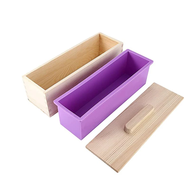 Silicone Soap Molds Kit Flexible Rectangular Loaf Comes With Wood Box Cutter DIY Tool For CP And MP Making Supplies