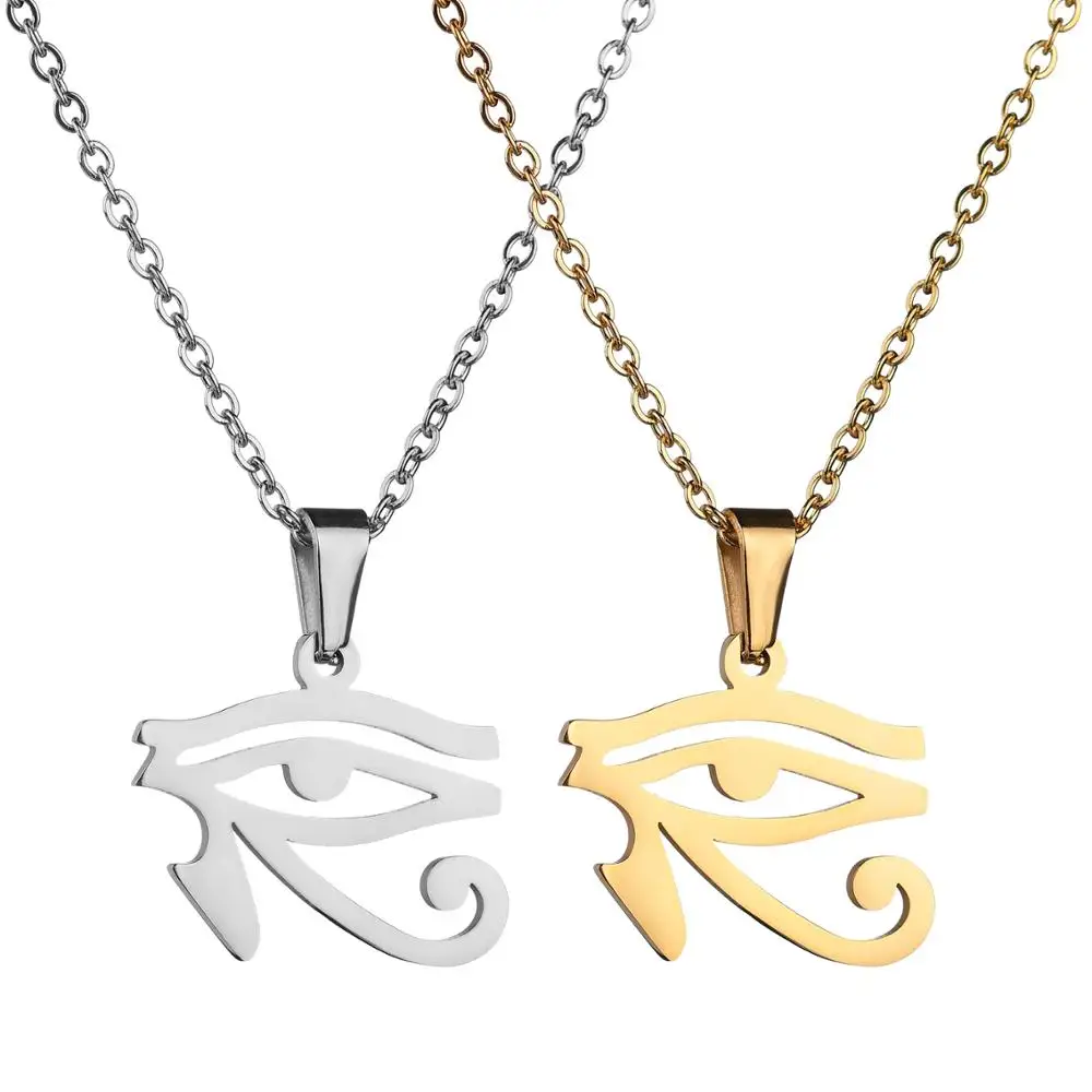 Egyptian Small Eye of Horus Pendant Wholesale Gold Silver Color Stainless Steel Amulet Necklace for Women Egypt Jewelry Gift