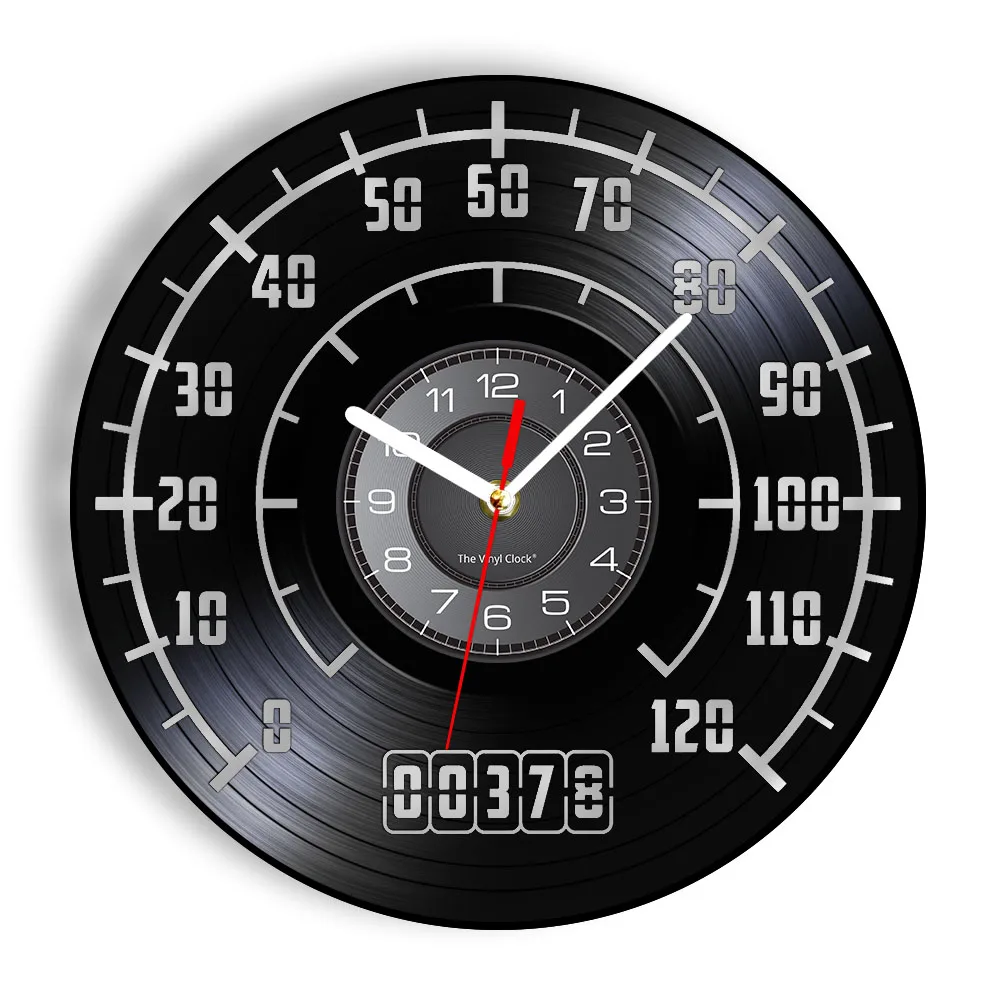 

Car Gauges Speedometer Tachometer Odometer Retro Music Album Laser Cut Wall Clock Gas Fuel Vehicle Instrument Garage Wall Watch