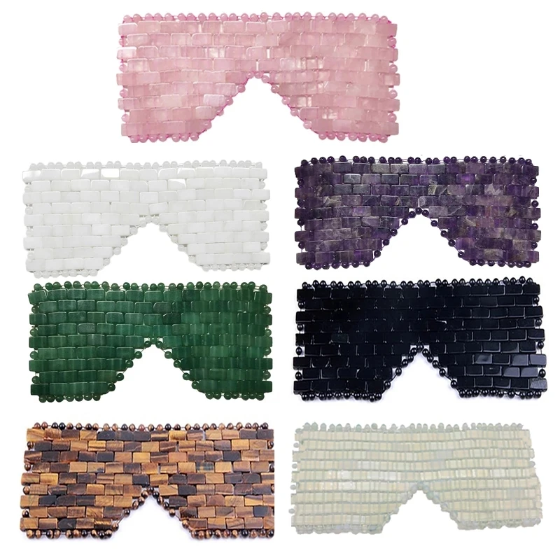 Masque pour les yeux au Quartz Rose, masseur, masque pour les yeux en Jade naturel, masque de sommeil en pierre, masseur pour le visage, masque pour les yeux, relaxation, outil de soins oculaires