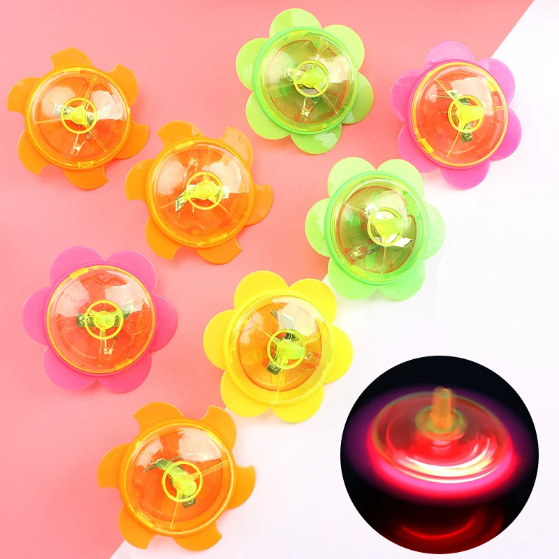 Children Kids Hand Turn Rotating Gyro Toys Mini Luminous Flashing Gyroscope Spinning Top with Cool Colored Light Effect Toys