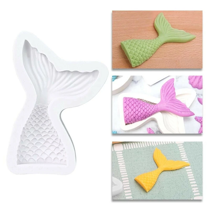 3D Mermaid Tail Mold Fondant Mould Silicone DIY Chocolate Cake Baking Mould Tool Decor Fondant Soap Molds