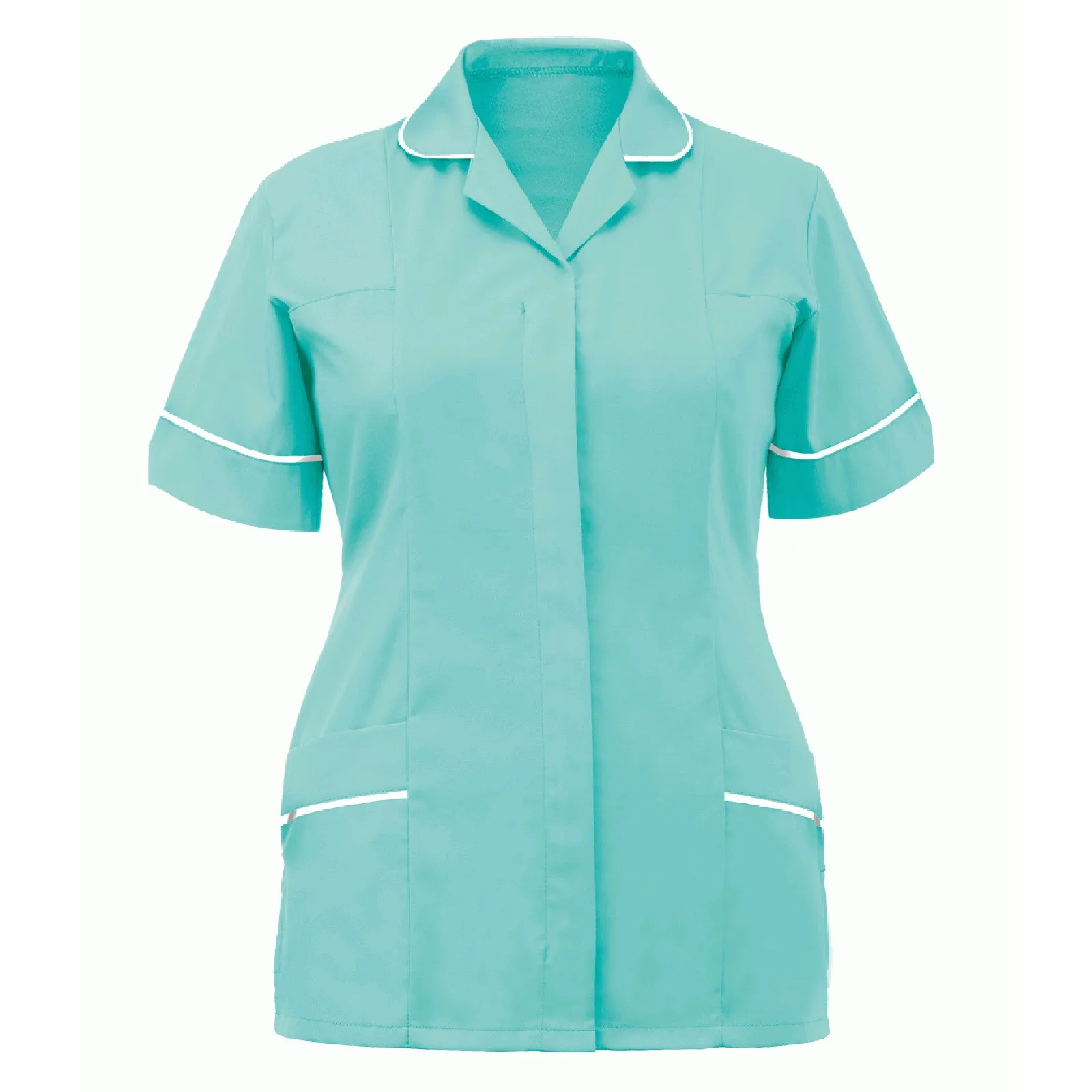 Women Nurse Uniform Short Sleeve V-neck Button Tops Summer Plus Size Ladies T-shirt Care Workers Tunic Clinic Clothing 2021 New