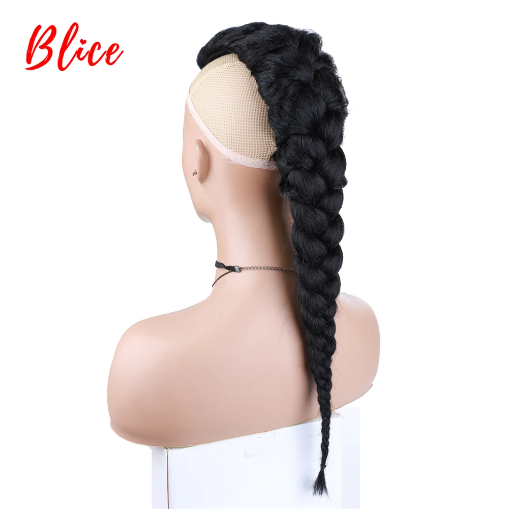 Blice syntetyczny wysoki Puff Afro peruka z prostymi włosami typu Kinky naturalne czarne klipsy w warkoczu Jumbo treska kucyk 76cm Chignon