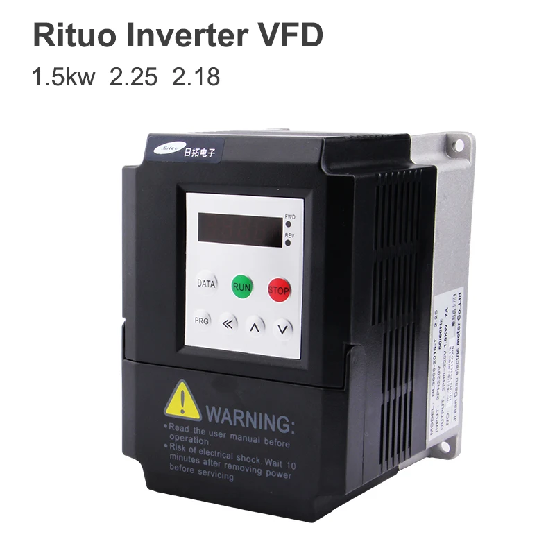 

Rituo Inverter VFD 1.5KW Variable Frequency Drive 3P Inverter Output 220V Adjustable Speed For CNC Spindle Motor Control