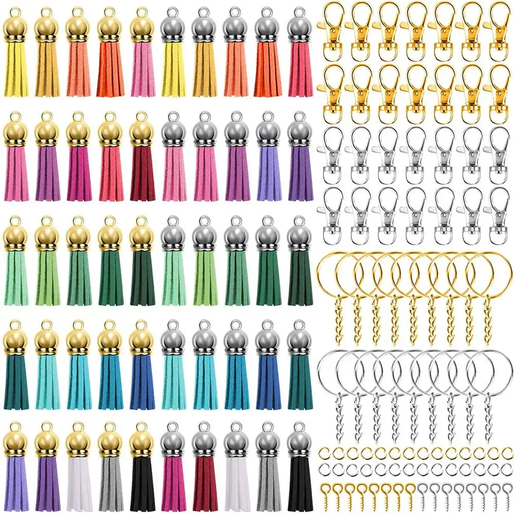 DIY Crafts Jewelry Material Finding 350Pcs/Set Alloy Key Chains Tassel Bulk Key Rings Keyrings