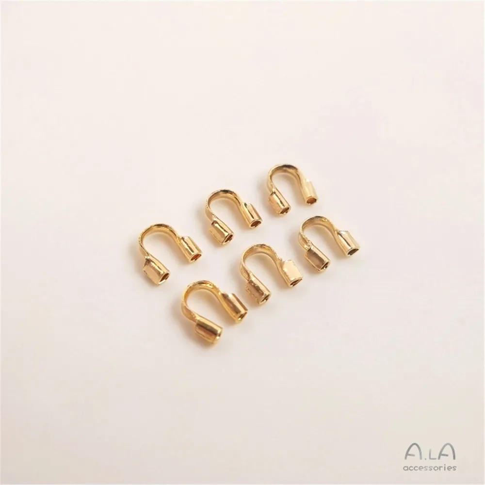 14K plated gold U-shaped horseshoe buckle wire protector end buckle beaded steel wire handmade DIY accessories