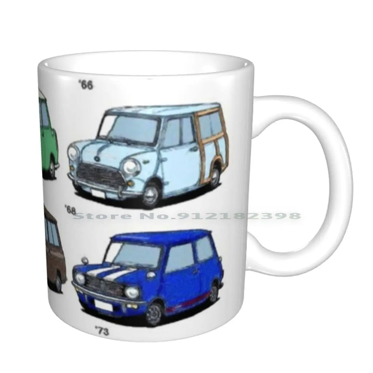 Mini Time Line Ceramic Mugs Coffee Cups Milk Tea Mug Mini Cooper Car Vintage Classic Retro Rover Mg Clubman Morris Austin