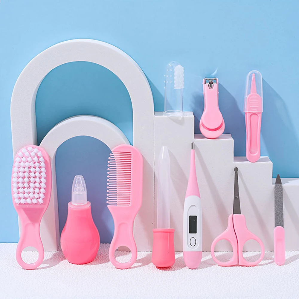 10pcs/set Baby Care Kit Nose Cleaner Safety Tools for Newborn Hygiene Kits Grooming Set Nail Hair Clipper Scissor Comb