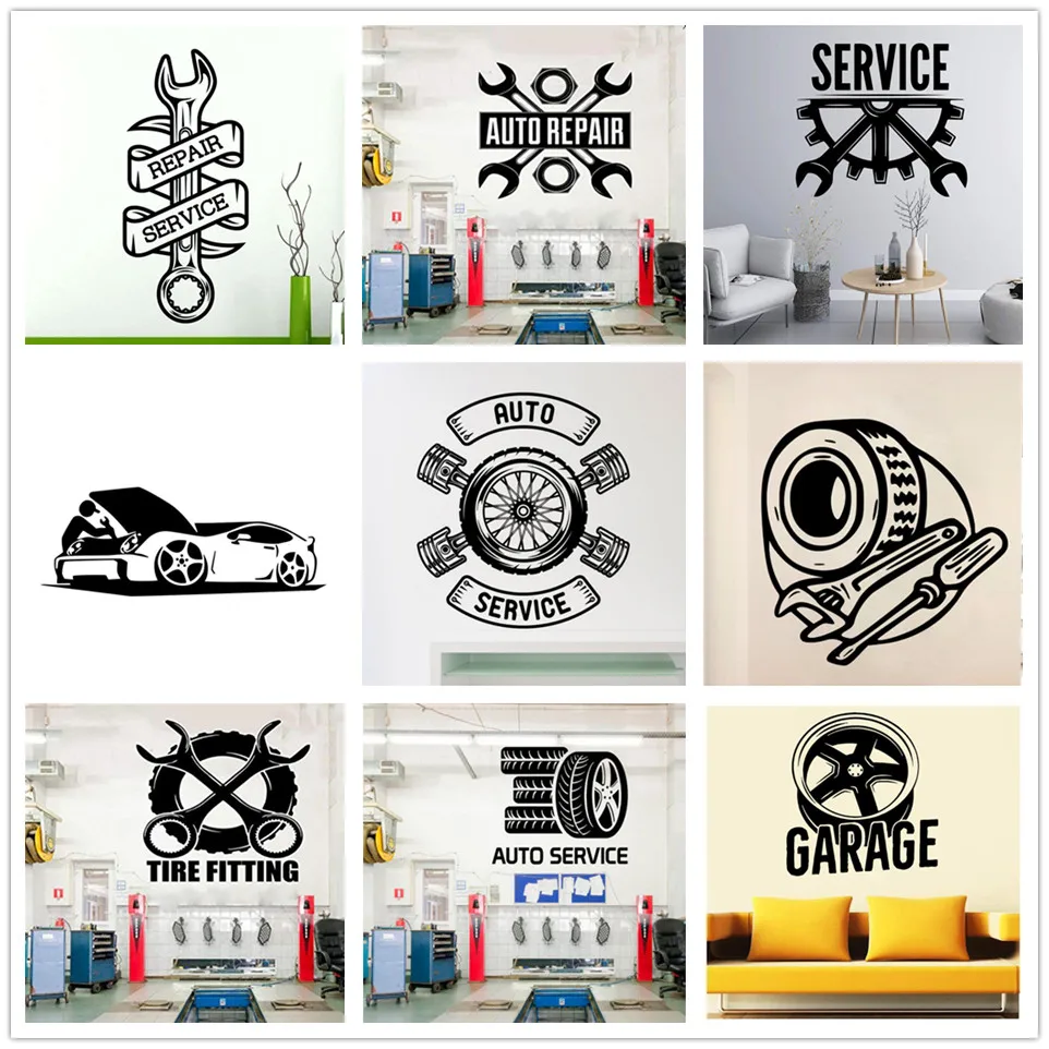 أفضل لاصق جداري للسيارات: تجربة عملية مع تصميم Auto Service Logo Wall Art