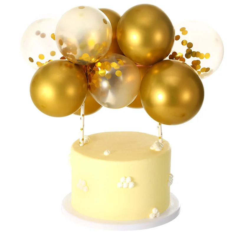 WEIGAO 5 inch Rose Gold Confetti Balloon Cake Toppers Mini Latex Balloon Craft for Cake Toppers Birthday Cake Wedding Decoration