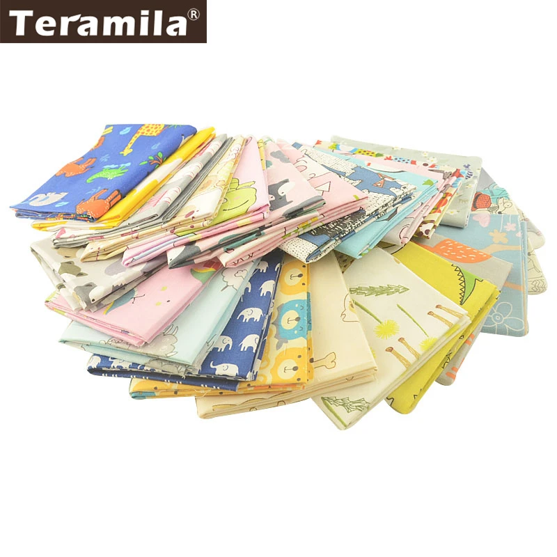 Teramila 40X50ซม.Telas 100% ผ้าฝ้ายผ้าการออกแบบสัตว์การ์ตูนDIY Patchwork Algodonเด็กผ้าผ้าปูที่นอนTissusหมอนผ้านวม