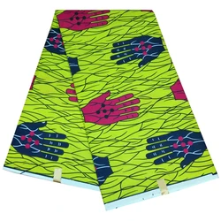 Wax africaine à imprimé main verte, 6 yards/pièce, véritable Wax Ankara 100% Polyester de haute qualité