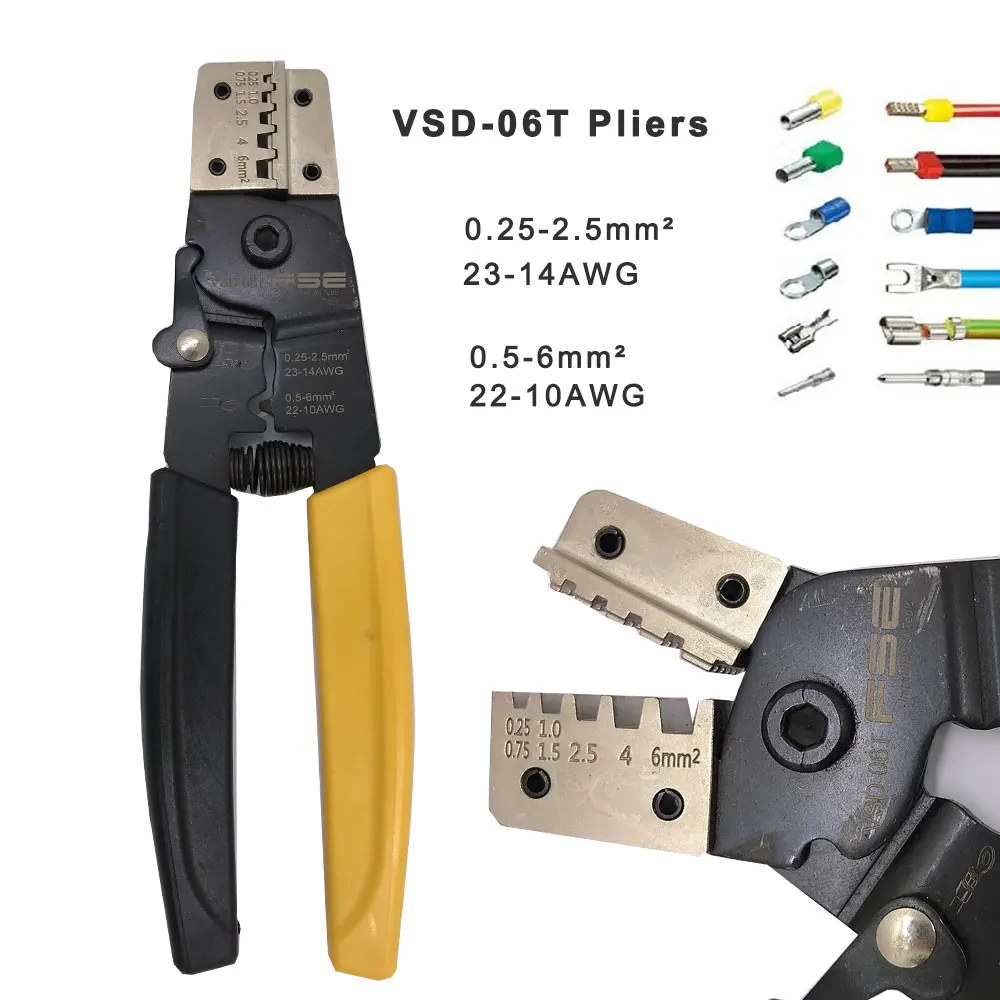 VSD-06T mini-type self-adjustable crimping pliers multi tool Casing type special clamp 0.25-2.5mm 23-14AWG 3 In 1 crimping tools